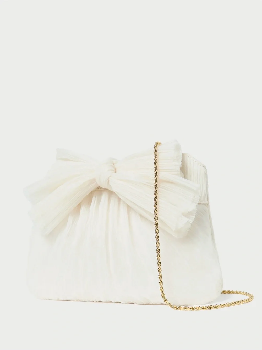 Loeffler Randall Dahlia Pearl Pleated Bow Heel & Rayne Pearl Bow Clutch - NEW